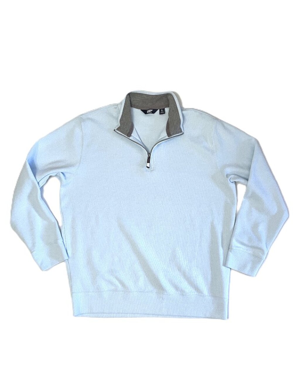 Lands End 1/4 Zip Sweater Men XL Pullover Baby Blue Super Soft Luxury Sweatshirt
